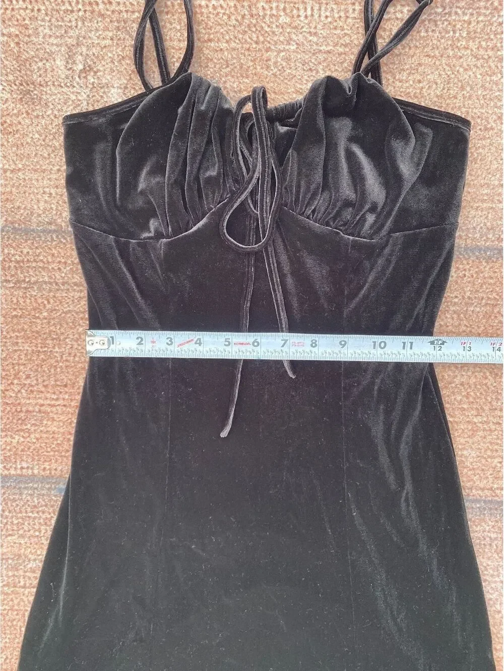 Whimsigoth dark fairy babydoll black velvet mini slip dress bow front small